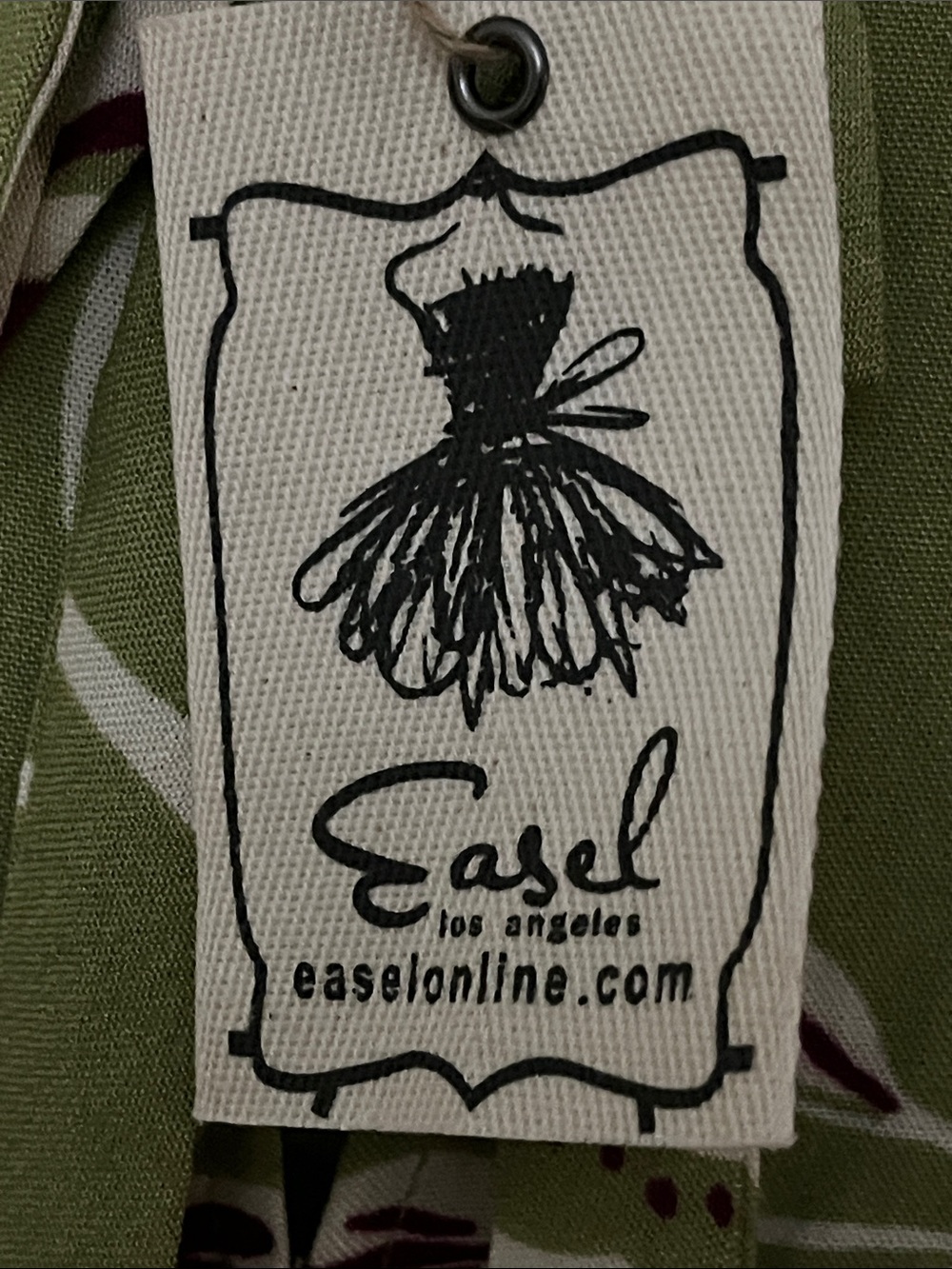easel NWT Lime Green-Purple-White Floral Mini Dress w/Bow Accent & Puff Sleeves - Picture 3 of 9